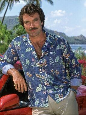 Tommy Bahama Navy Blue Floral Resort Shirt with Orange Accents